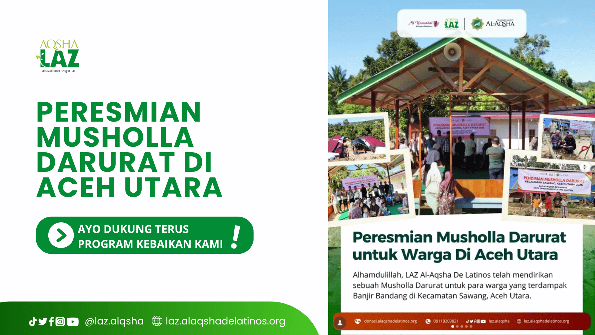 Peresmian Musholla Darurat di Aceh Utara